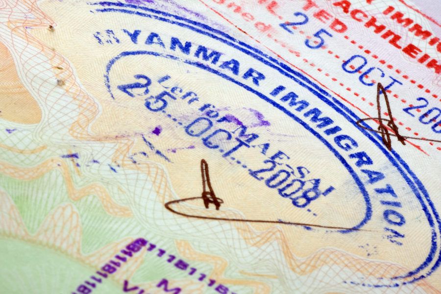 Mjanma pieczęć wizowa