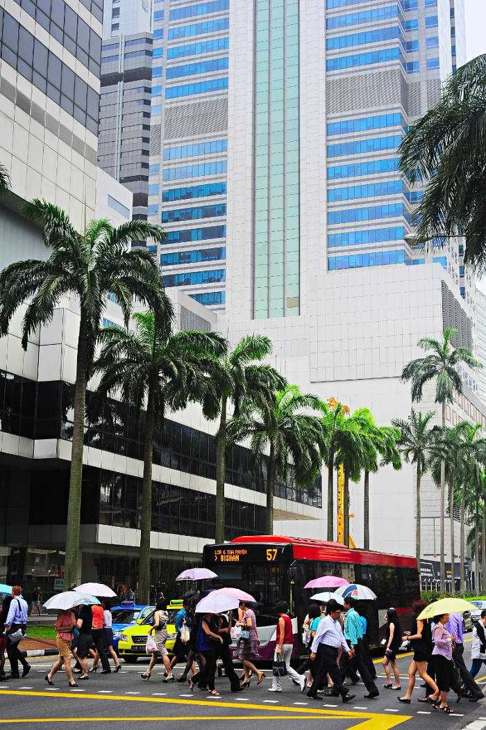 Deszczowy dzień w centrum Singapuru